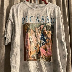 FashonNova Mens White/Multi Color Picasso T Shirt